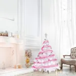 Arbol Navidad Blanco Montañes Deluxe 1.30m + Kit Deco Rosa 