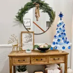 Arbolito De Navidad Blanco 80cm Con Adornos 30 Piezas Azul