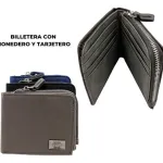 Billetera Hombre Tarjetero Eco Cuero Pu Con Cierre