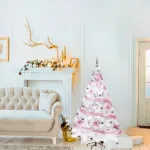 Arbol Navidad Blanco Tronador Lujo 1.80mts Decorado Rosa