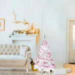 Arbol Navidad Blanco Tronador De Lujo 1.50mts + Kit Rosa