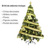 Arbol De Navidad Tronador Lujo 1,50mts Con Adornos Kit X40