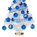 Arbolito De Navidad Blanco 80cm Con Adornos 30 Piezas Azul