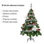  Arbol De Navidad Tronador Lujo 1,20mts Con Adornos Kit X30