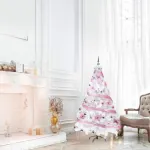 Arbol Navidad Blanco Tronador Lujo 1.80mts Decorado Rosa