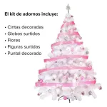 Arbol Navidad Blanco Montañes Deluxe 1,80m + Kit Rosa Adorno