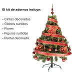  Arbol De Navidad Tronador Lujo 1,20mts Con Adornos Kit X30