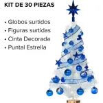 Arbolito De Navidad Blanco 80cm Con Adornos 30 Piezas Azul