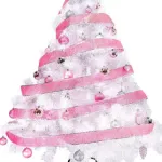 Arbol Navidad Blanco Montañes Deluxe 1.30m + Kit Deco Rosa 