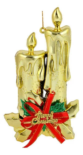 Producto Adorno Navidad Colgante Navideño Con Velas Y Moño 17cm Imagen