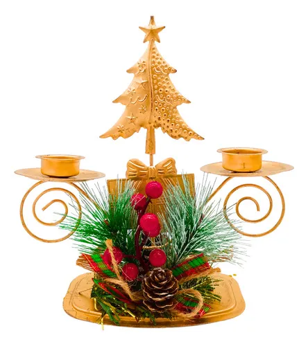 Producto Candelabro Porta Velas X2 Decorativos Navidad 17cm  Imagen
