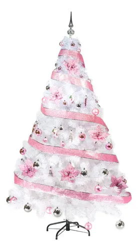 Producto Arbol Navidad Blanco Tronador Lujo 1.80mts Decorado Rosa Imagen