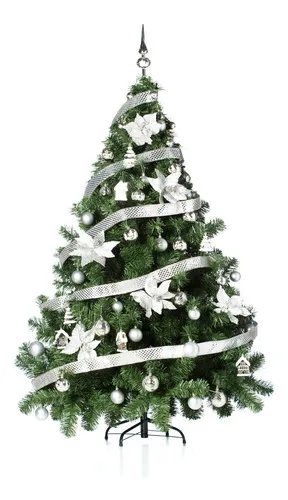 Producto Arbolito Navidad Montañes Deluxe 2,10mts + Decoración Plata Imagen