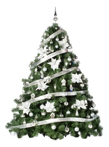 Producto Arbolito Navidad Extra Lujo Patagonia 1.80mt + Adornos Plata Imagen