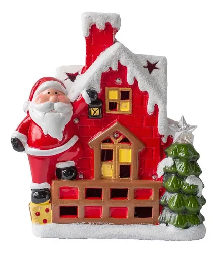 Producto Decoracion Navideña Papa Noel Ceramica Con Luz 26cm Imagen