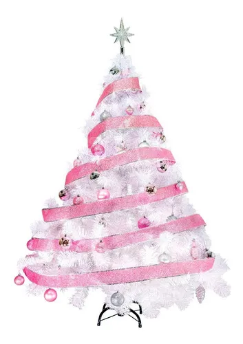 Producto Árbol De Navidad Blanco Montañes Deluxe 1.5mts + Kit Rosa Imagen