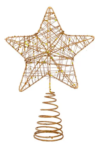 Producto Estrella Puntal Dorado Alambre 22cm Para Arbol De Navidad  Imagen