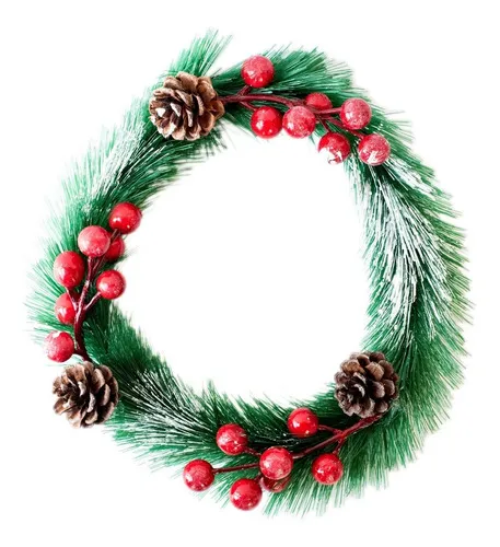 Producto Corona Navideña Verde Nevado Decorada Navidad Imagen