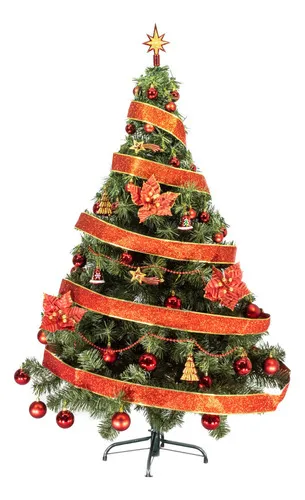 Producto Arbolito Navidad Tronador De Lujo 1,50m Kit 40 Rojo Deco Imagen
