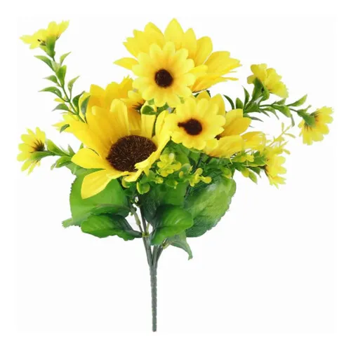 Producto Ramo Girasol Flores Artificiales 30cm Decoracion Pack X4 Imagen