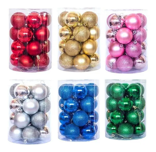 Producto Bolas De Navidad 6cm Valija Adornos Navideños X48 Piezas Imagen