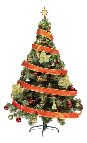 Producto Arbolito Navidad Tronador Lujo 1,50m Kit 40 Rojo Oro Deco Imagen