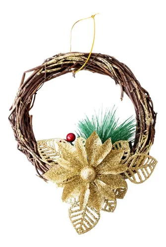 Producto Corona Navideña Decorada Navidad Con Flor Imagen