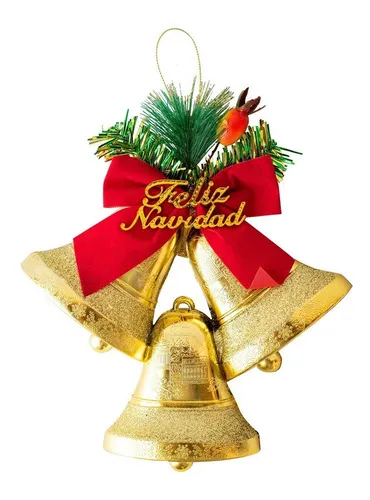 Producto Campanas Navidad X3 Decoracion Navideña Adornos Para Arbol Imagen