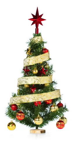 Producto Arbolito De Navidad 80cm Con Adornos 30 Piezas Rojo Oro Imagen