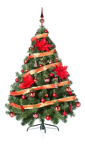 Producto Arbolito Navidad Montañes Deluxe 1.50mt + Decoración Rojo  Imagen